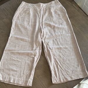 Ella Moss Tan Linen-Blend Cropped Pants